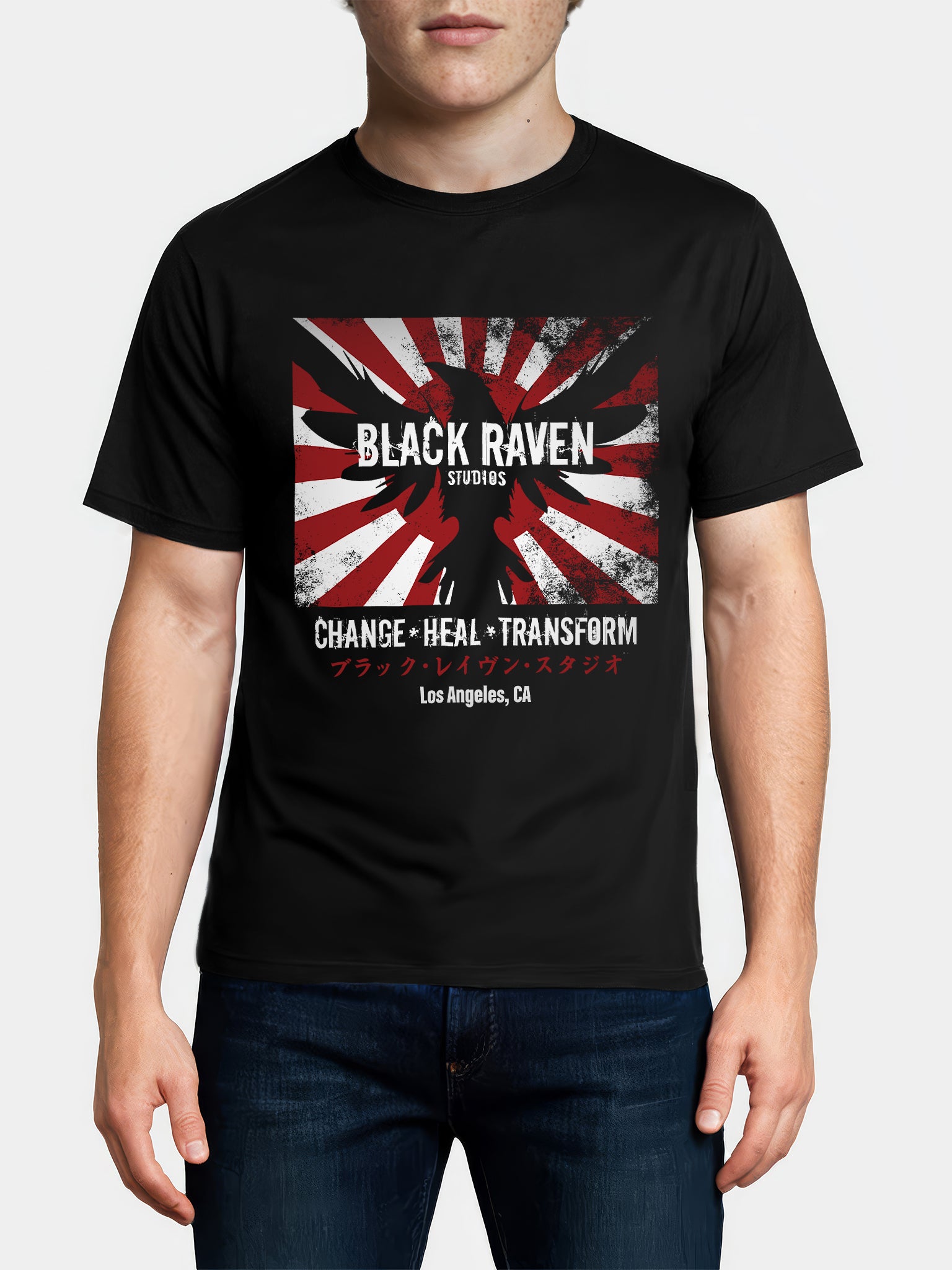 Black graphic tee with design: “Rebel Sun - For Everyone”