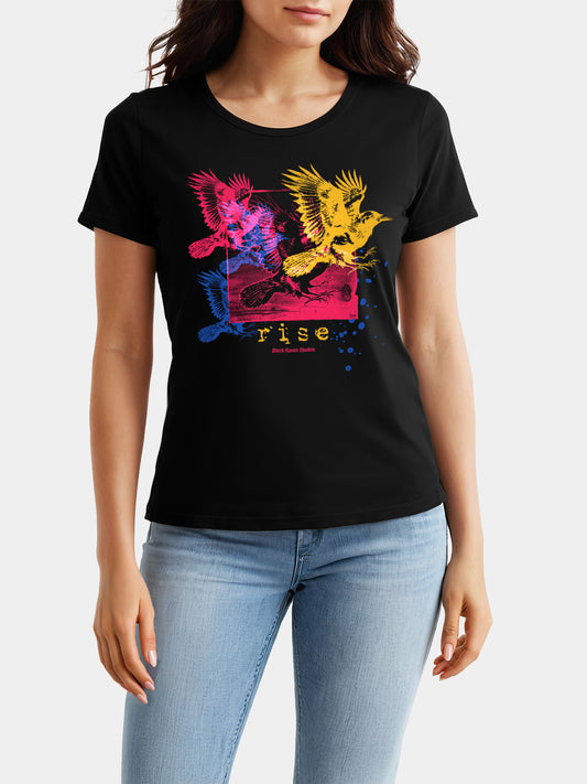 Black graphic tee with design: “The Watchers - For Her”